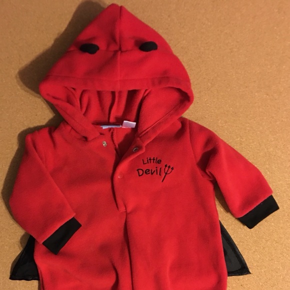 3-6 M Little Devil Halloween Costume Fleece Onesie - Picture 1 of 3
